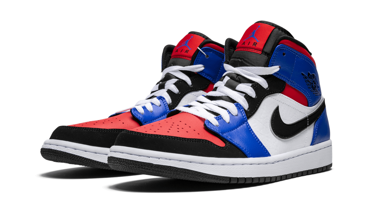 jordan 1 mid top 3+554724-124+diagnol left view