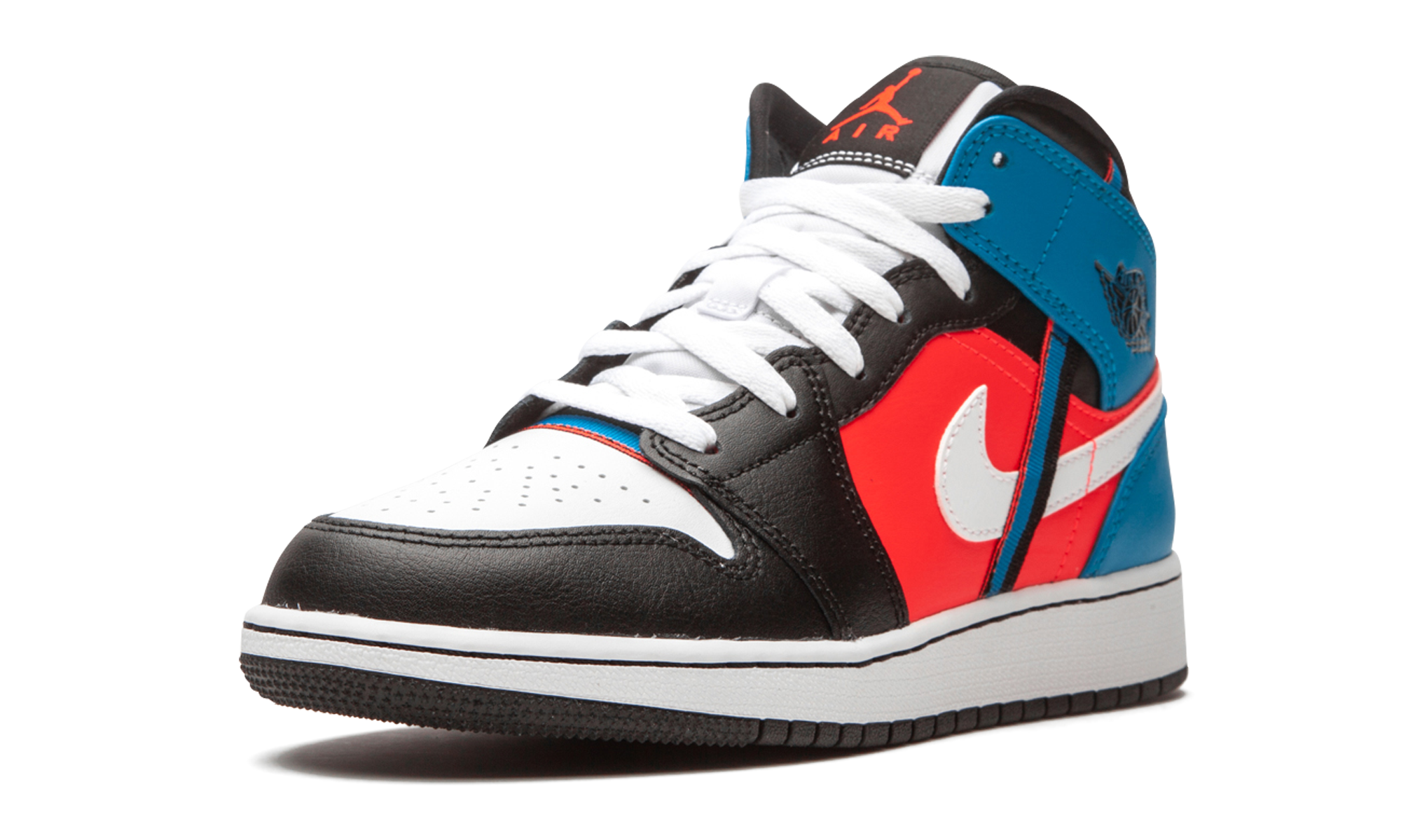 jordan 1 mid tri color ribbons gs+CV4891-001+left diagnol single view