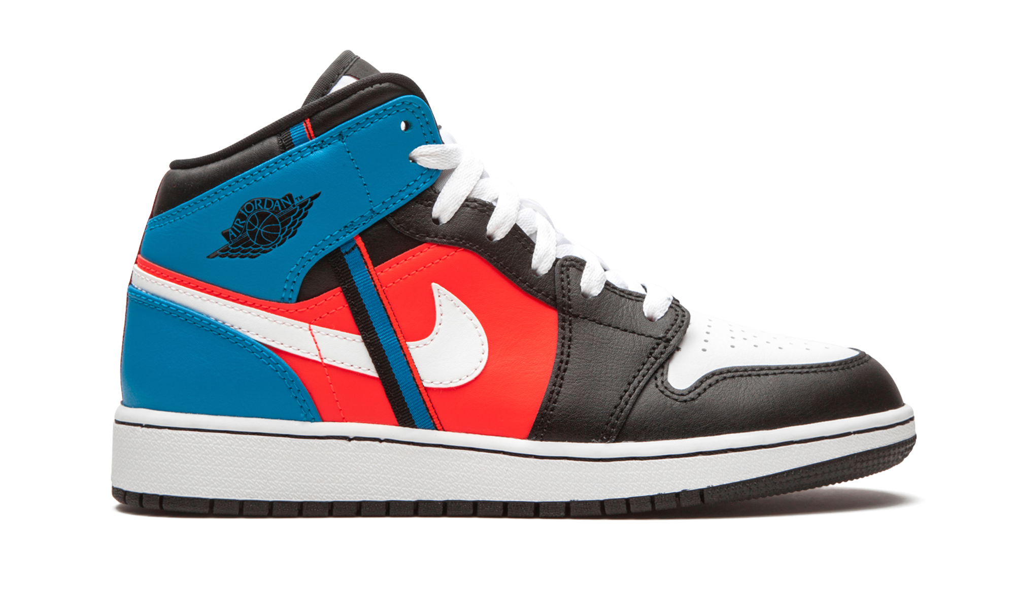 jordan 1 mid tri color ribbons gs+CV4891-001+right view