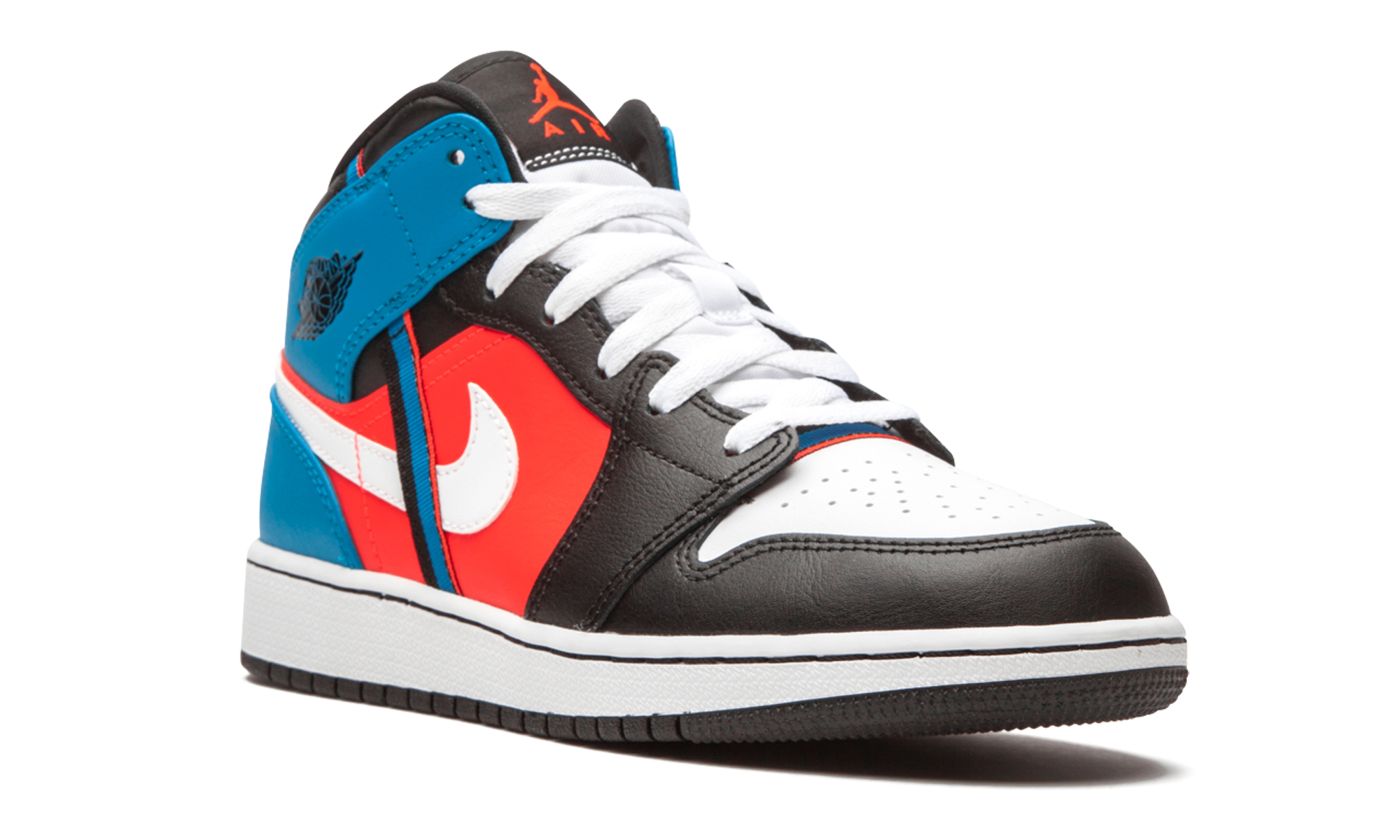 jordan 1 mid tri color ribbons gs+CV4891-001+diagnol right view