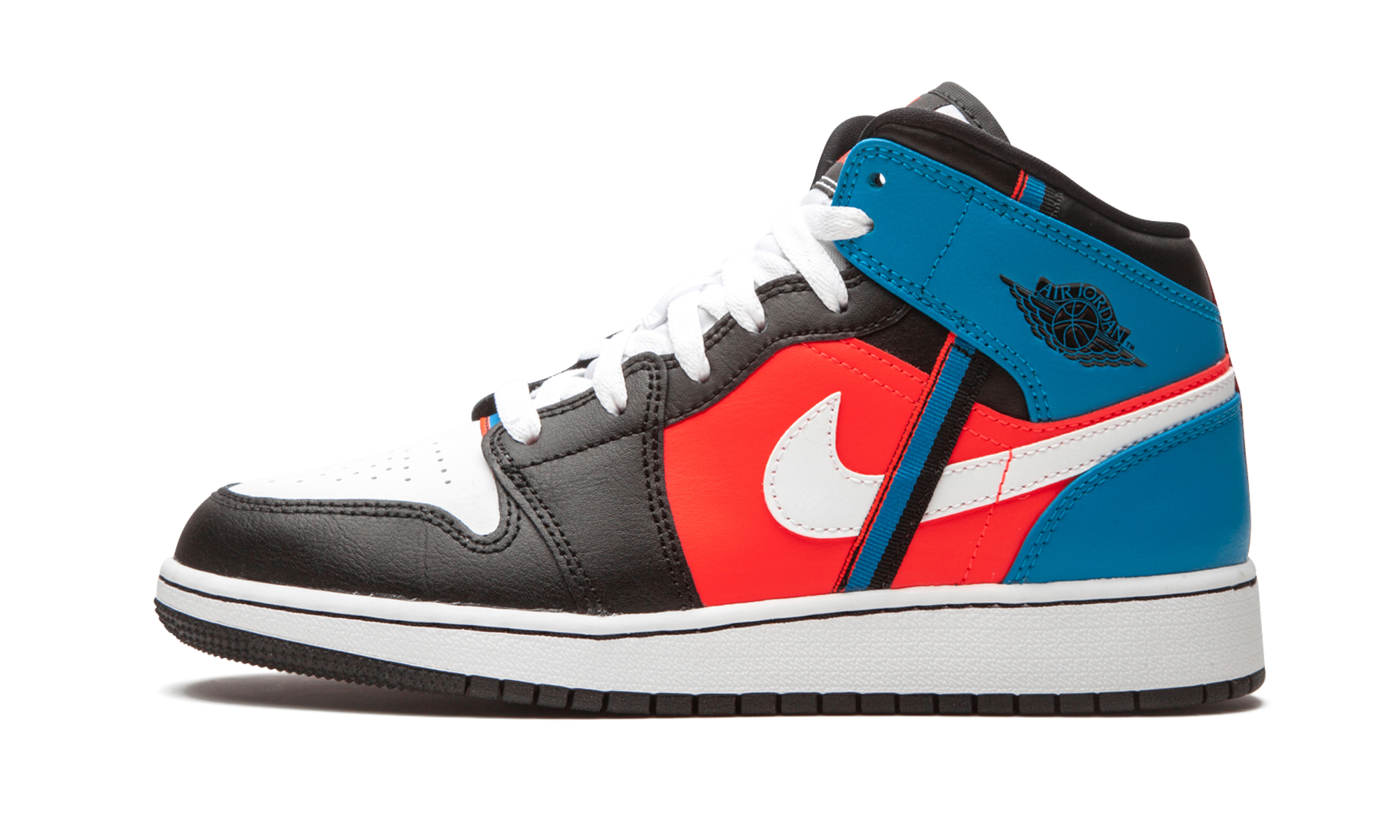 jordan 1 mid tri color ribbons gs+CV4891-001+diagnol right view 1