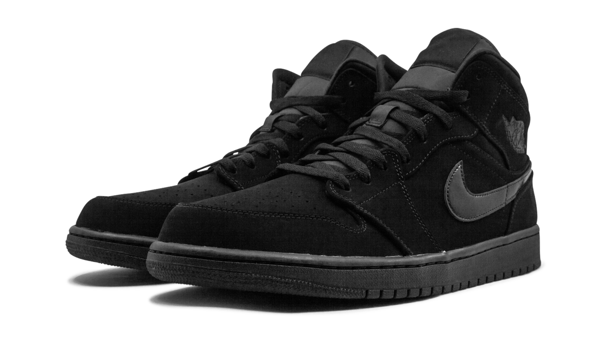 jordan 1 mid triple black 2020+554724-056+diagnol left view