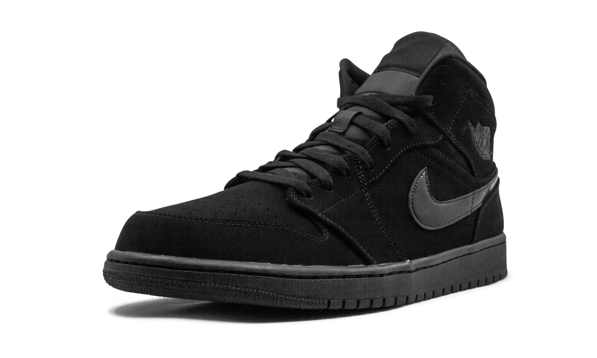 jordan 1 mid triple black 2020+554724-056+left diagnol single view
