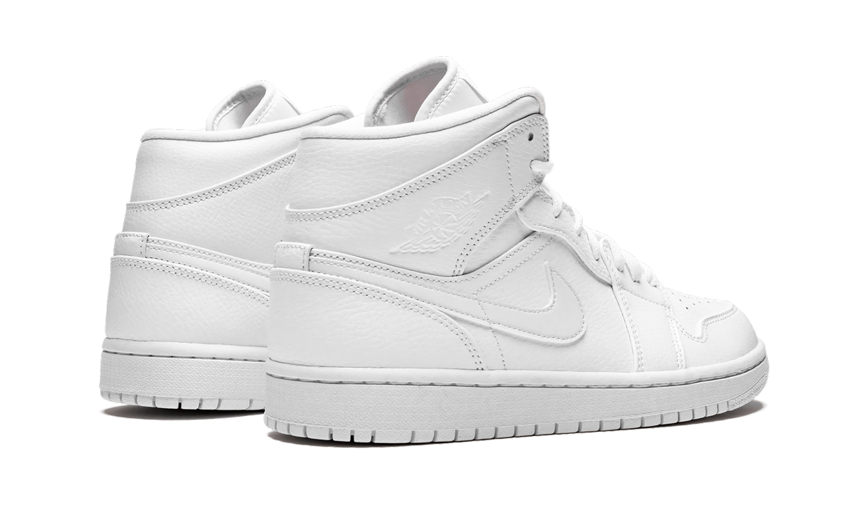 jordan 1 mid triple white 2019+554724-129+diagnol right behind view