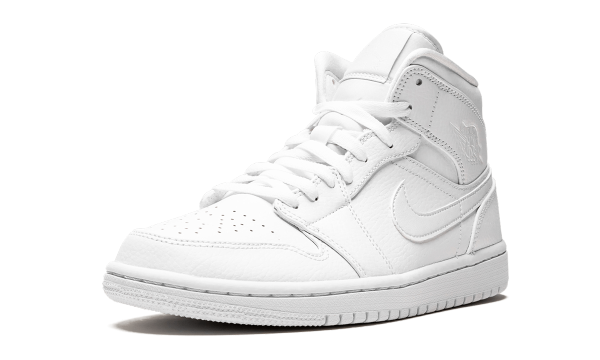 jordan 1 mid triple white 2019+554724-129+left diagnol single view
