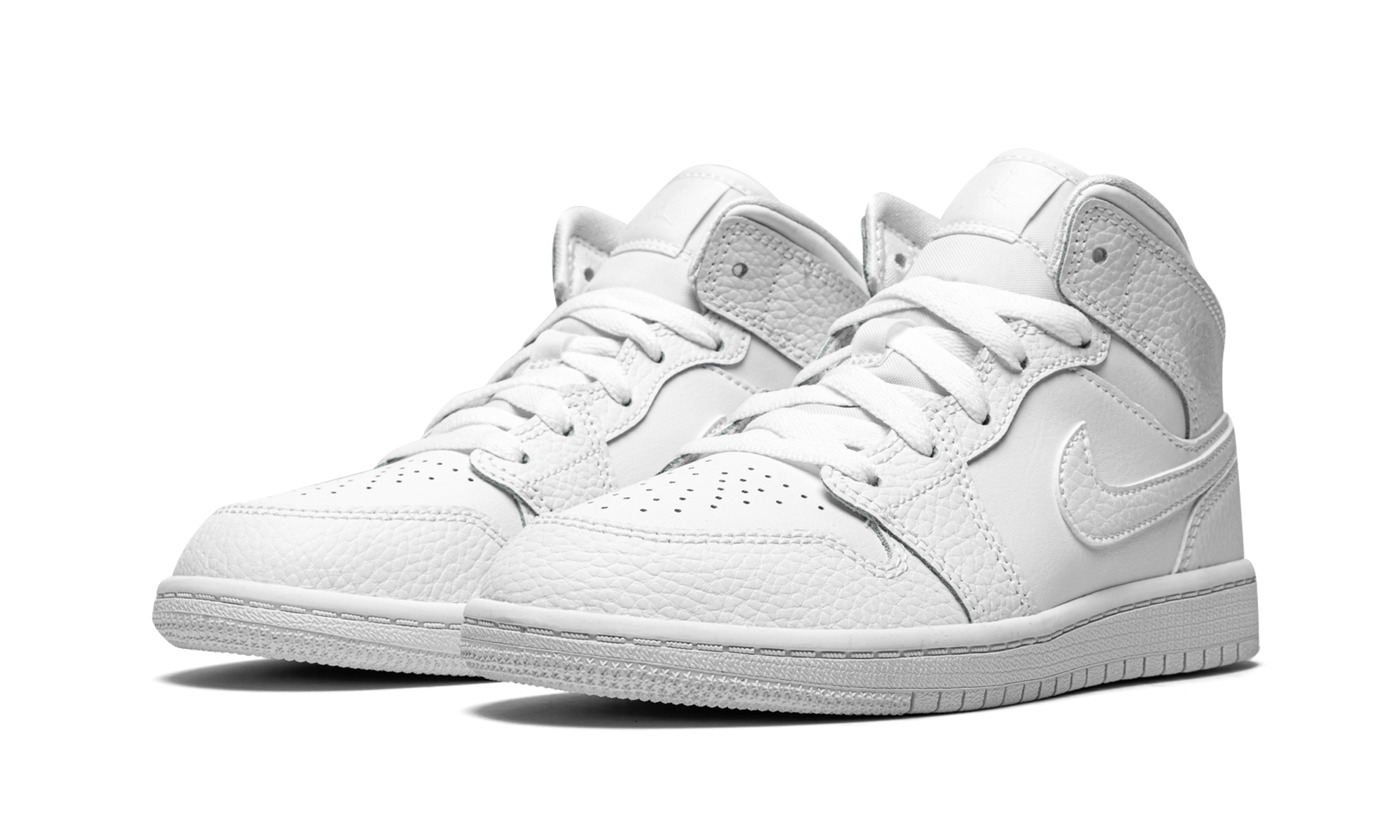 jordan 1 mid triple white 2021 ps+640734-130+diagnol left view
