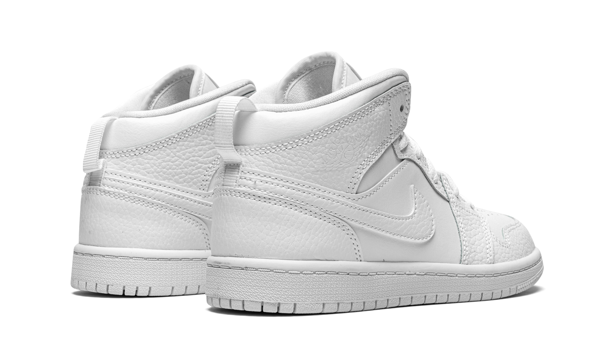 jordan 1 mid triple white 2021 ps+640734-130+diagnol right behind view