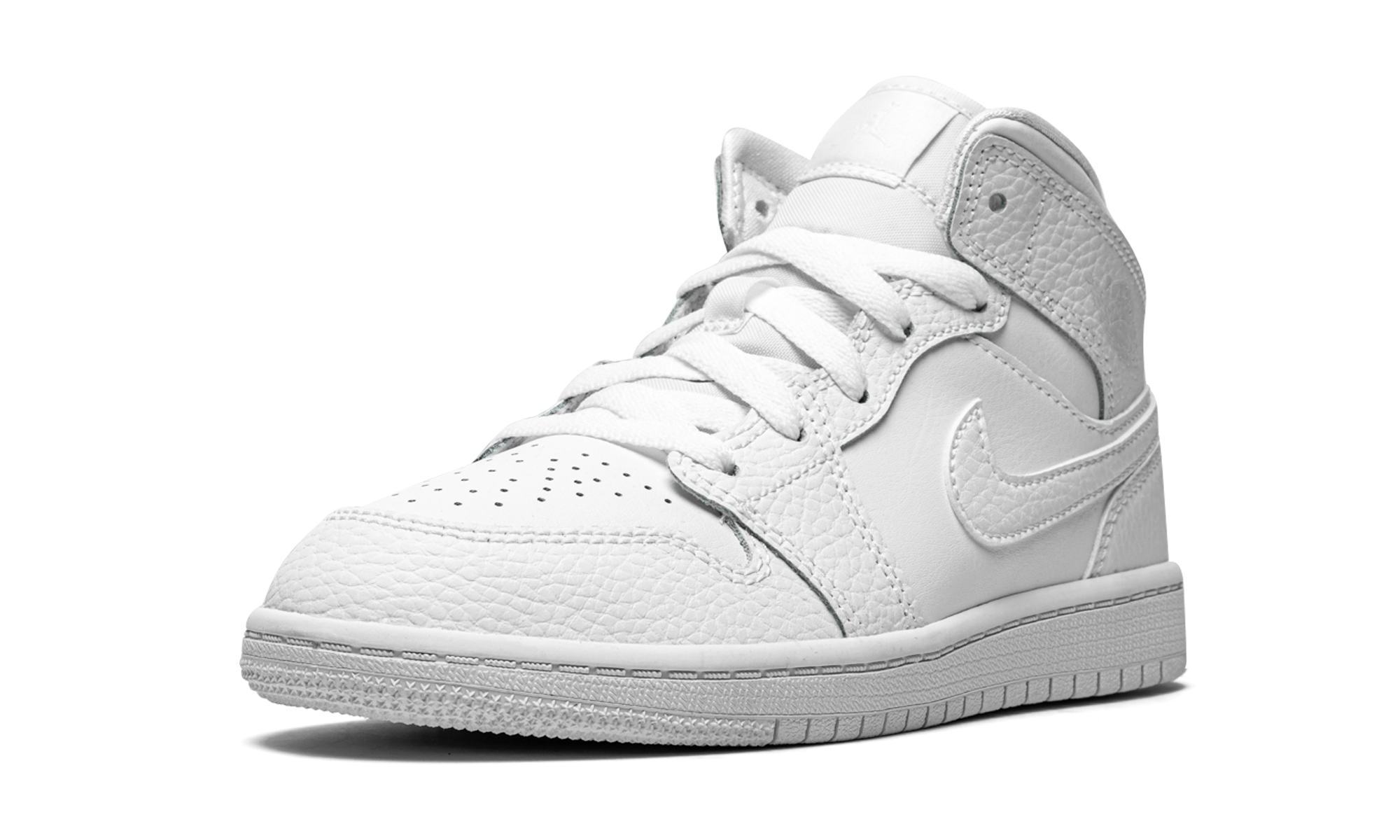 jordan 1 mid triple white 2021 ps+640734-130+left diagnol single view