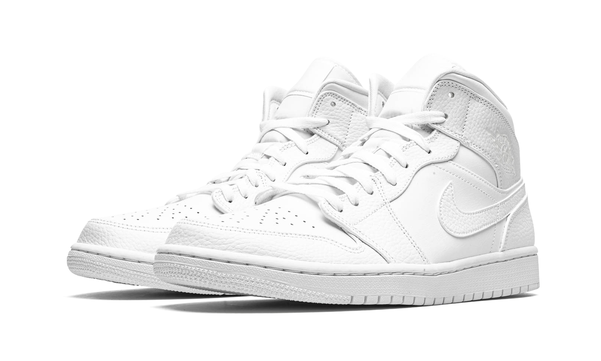 jordan 1 mid triple white 2 0 2020+554724-130+diagnol left view