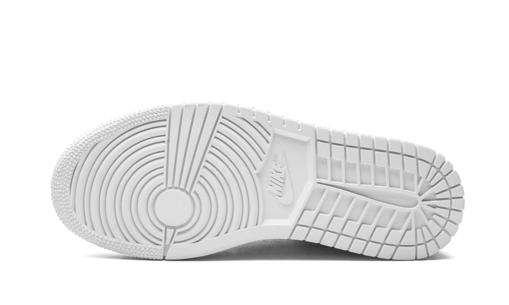 jordan 1 mid triple white patent swoosh women s+BQ6472-100+bottom view