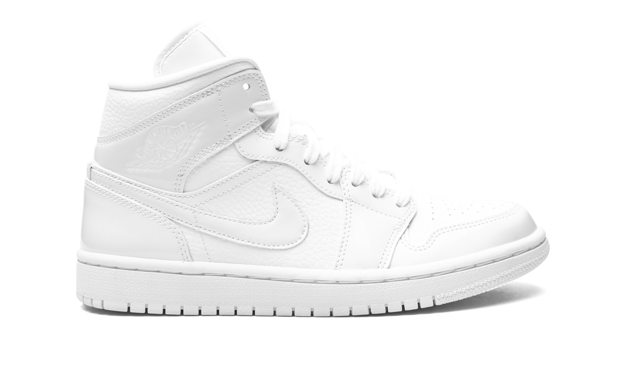 jordan 1 mid triple white patent swoosh women s+BQ6472-100+right view