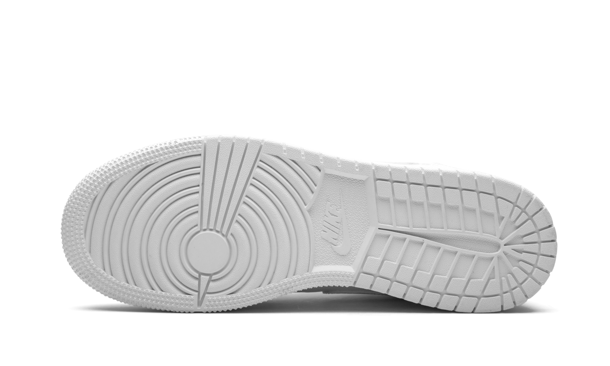 jordan 1 mid triple white tumbled leather gs+554725-130+bottom view