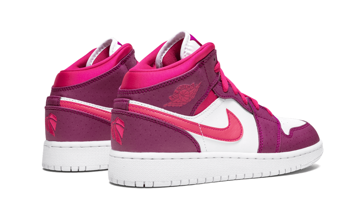jordan 1 mid true berry rush pink gs+555112-661+diagnol right behind view
