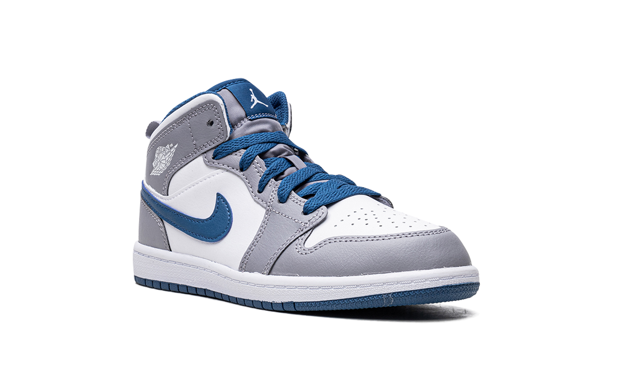 jordan 1 mid true blue cement ps+DQ8424-014+diagnol right view