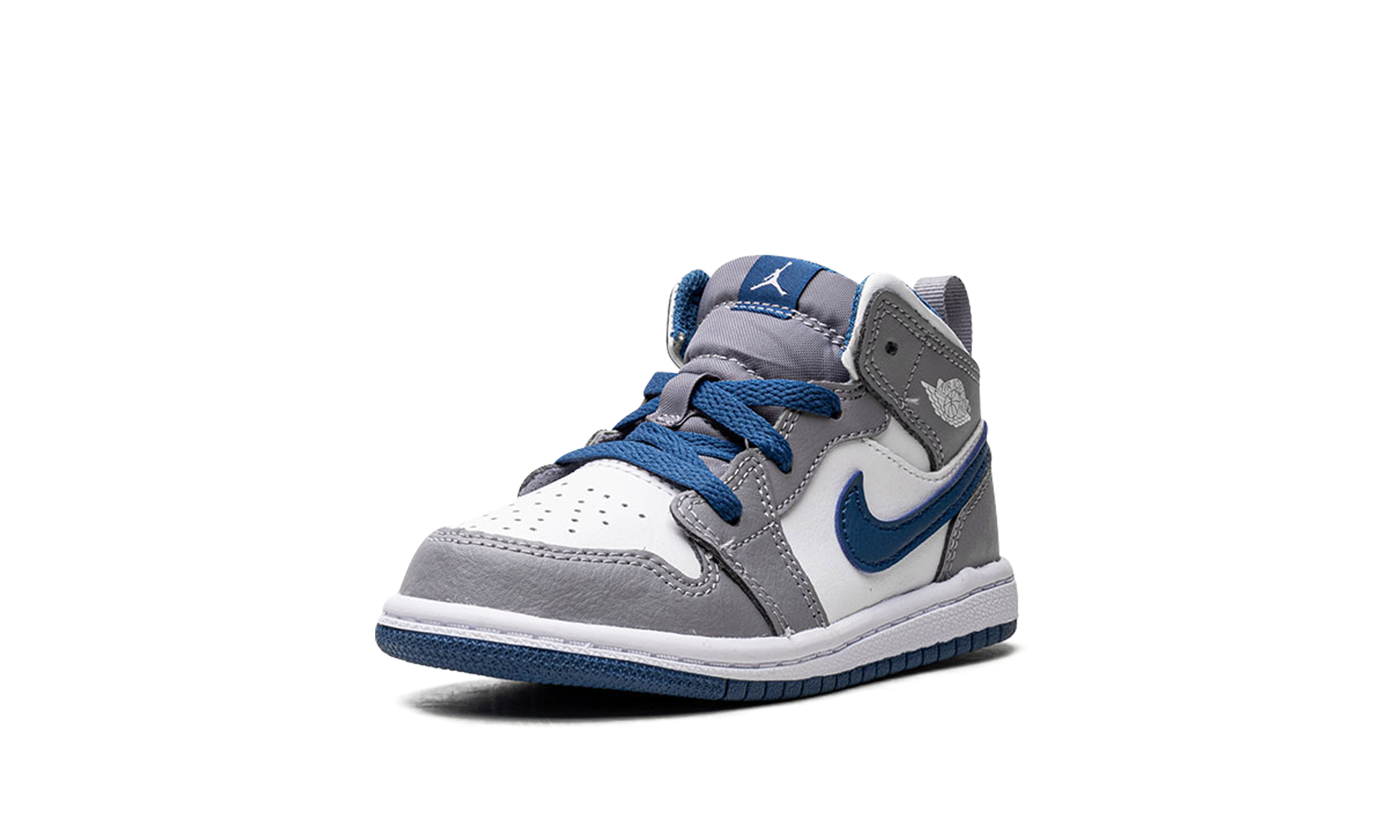 jordan 1 mid true blue cement td+DQ8425-014+left diagnol single view