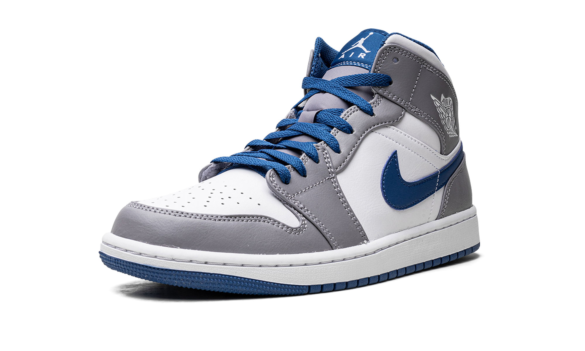 jordan 1 mid true blue+DQ8426-014+left diagnol single view