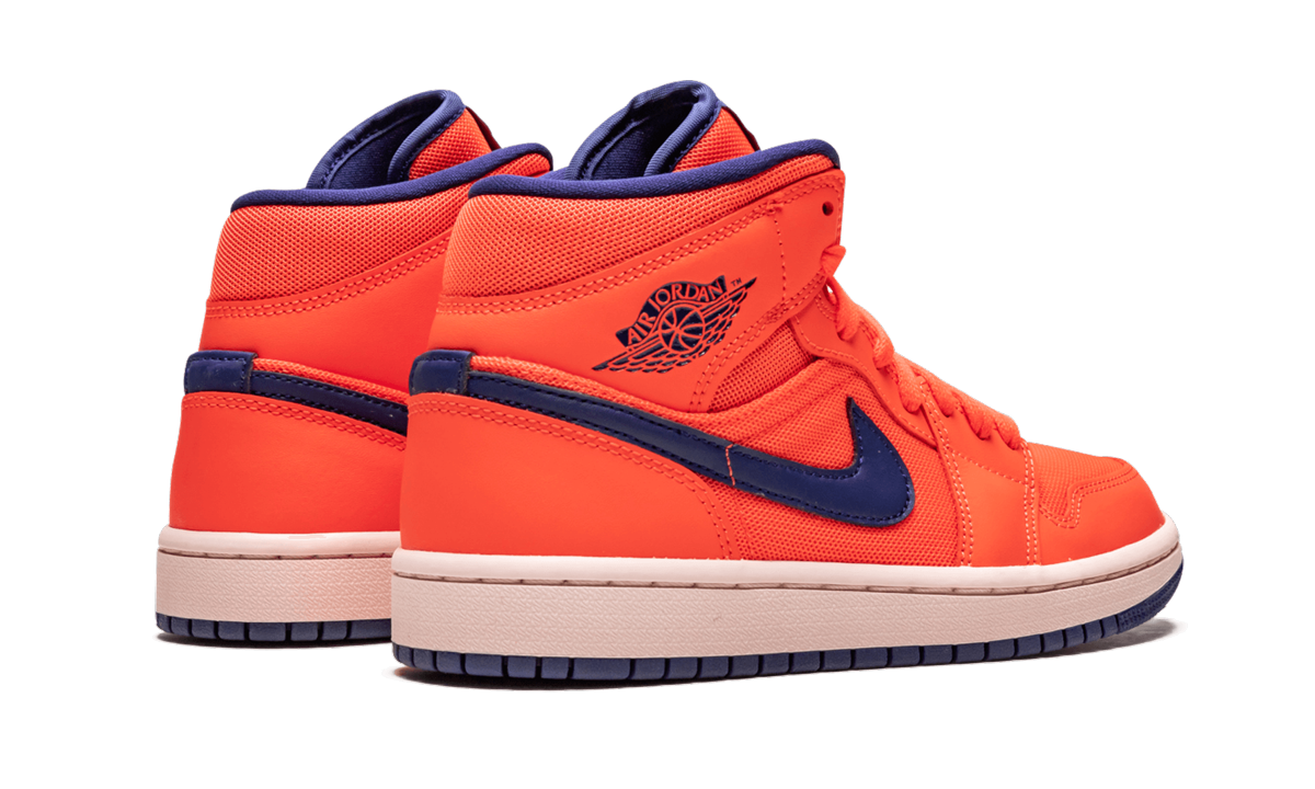 jordan 1 mid turf orange blue void women s+CD7240-804+diagnol right behind view