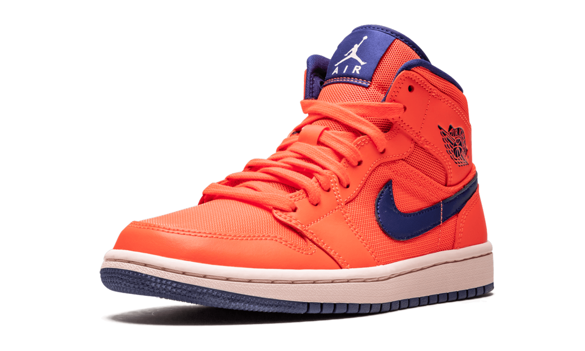 jordan 1 mid turf orange blue void women s+CD7240-804+left diagnol single view
