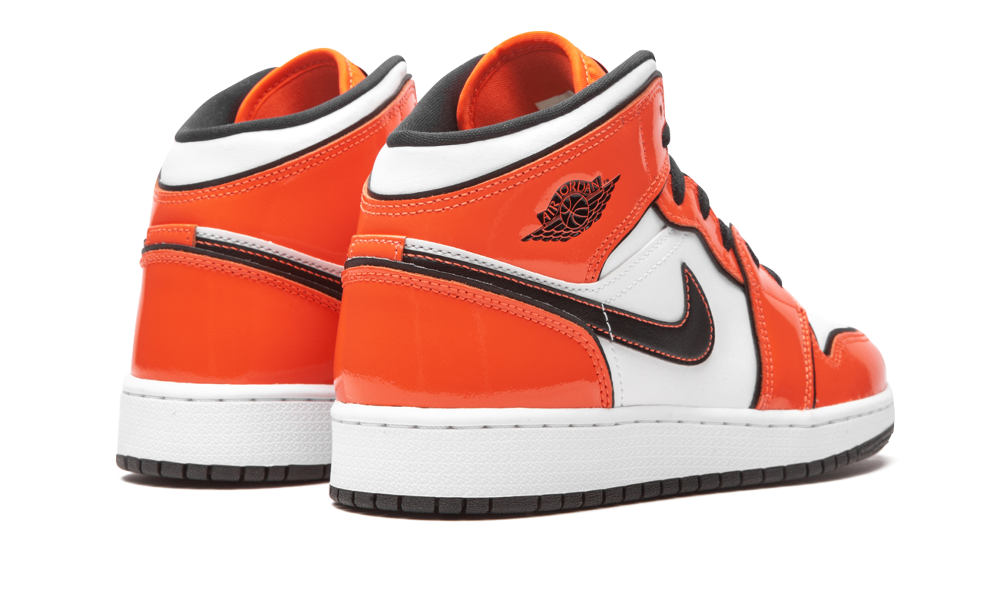 jordan 1 mid turf orange gs+BQ6931-802+diagnol right behind view