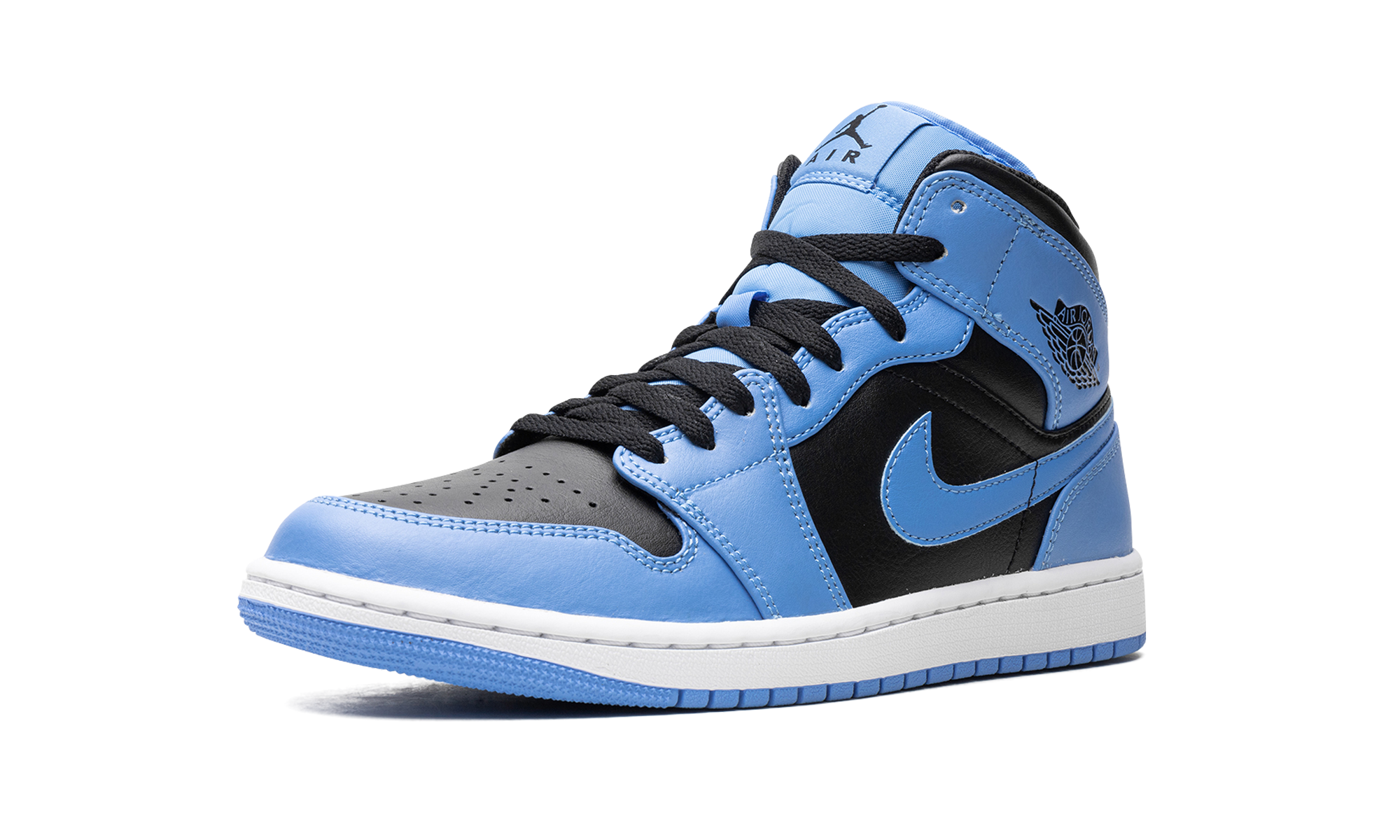 jordan 1 mid university blue black+DQ8426-401+left diagnol single view