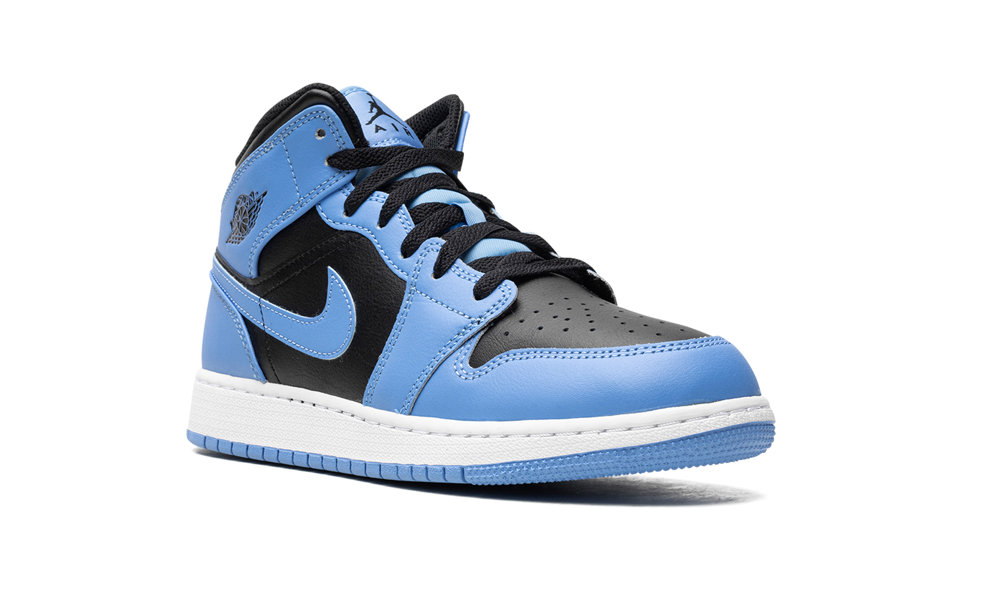 jordan 1 mid university blue black gs+DQ8423-401+diagnol right view