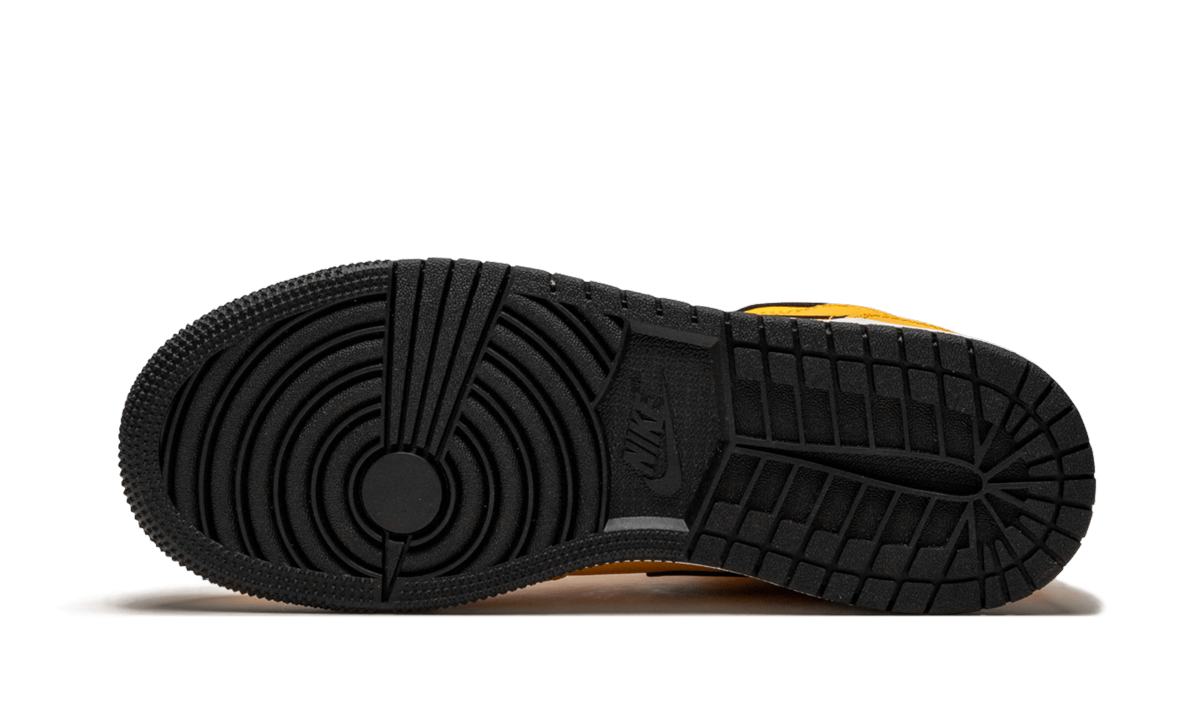 jordan 1 mid university gold black gs+554725-700+bottom view