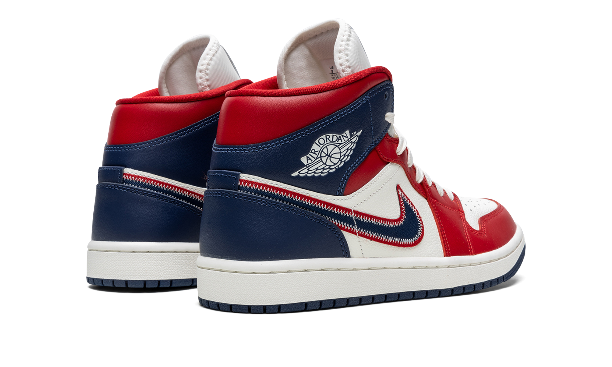 jordan 1 mid usa 2022 women s+DQ7648-600+diagnol right behind view