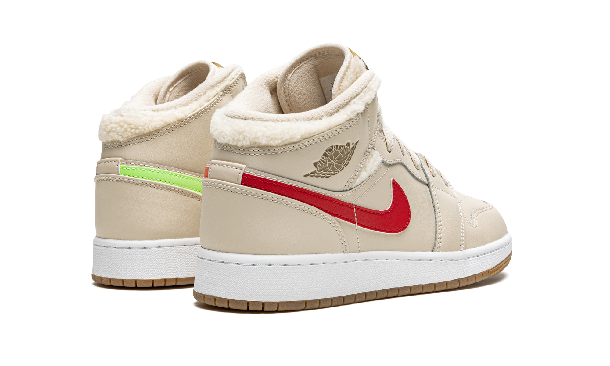 jordan 1 mid utility fleece pearl white gs+DO2207-264+diagnol right behind view