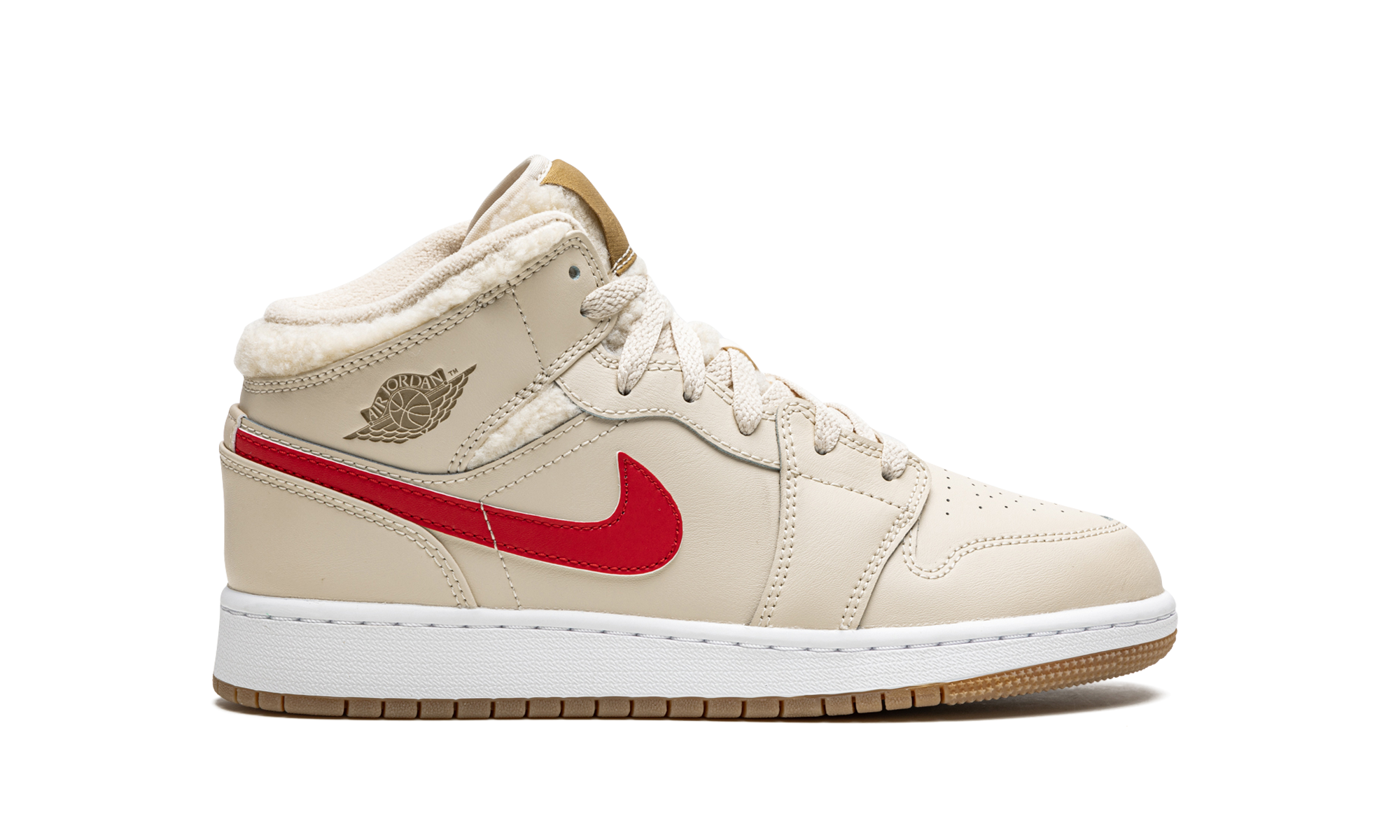 jordan 1 mid utility fleece pearl white gs+DO2207-264+right view