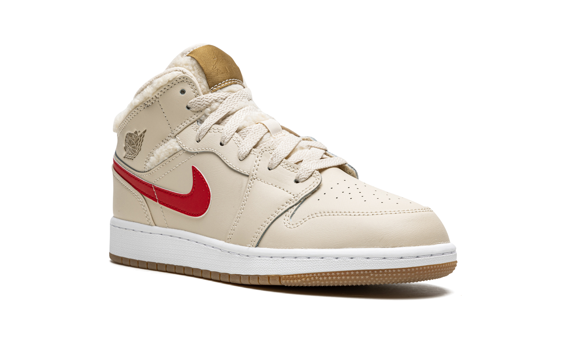 jordan 1 mid utility fleece pearl white gs+DO2207-264+diagnol right view