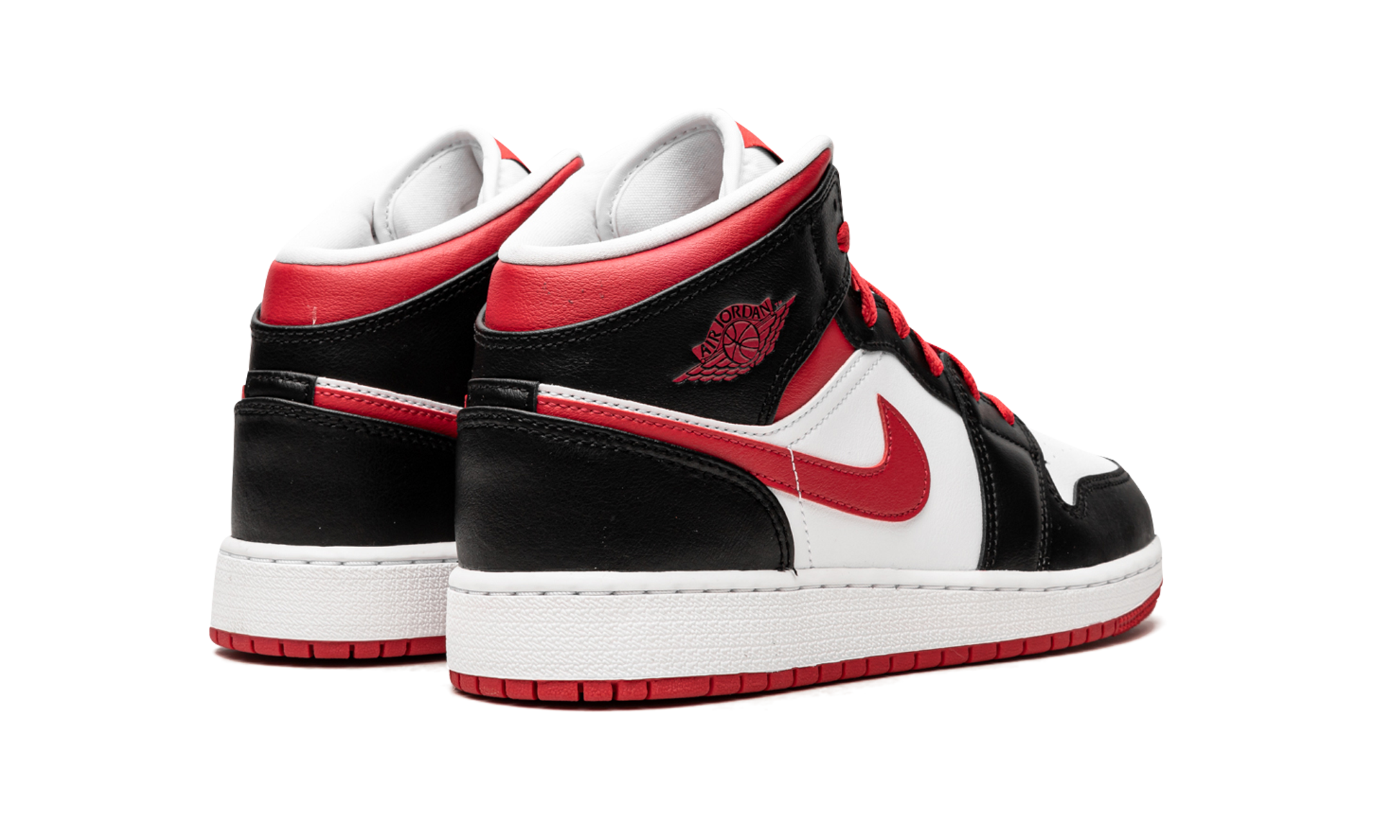 jordan 1 mid very berry gs+554725-016+diagnol right behind view