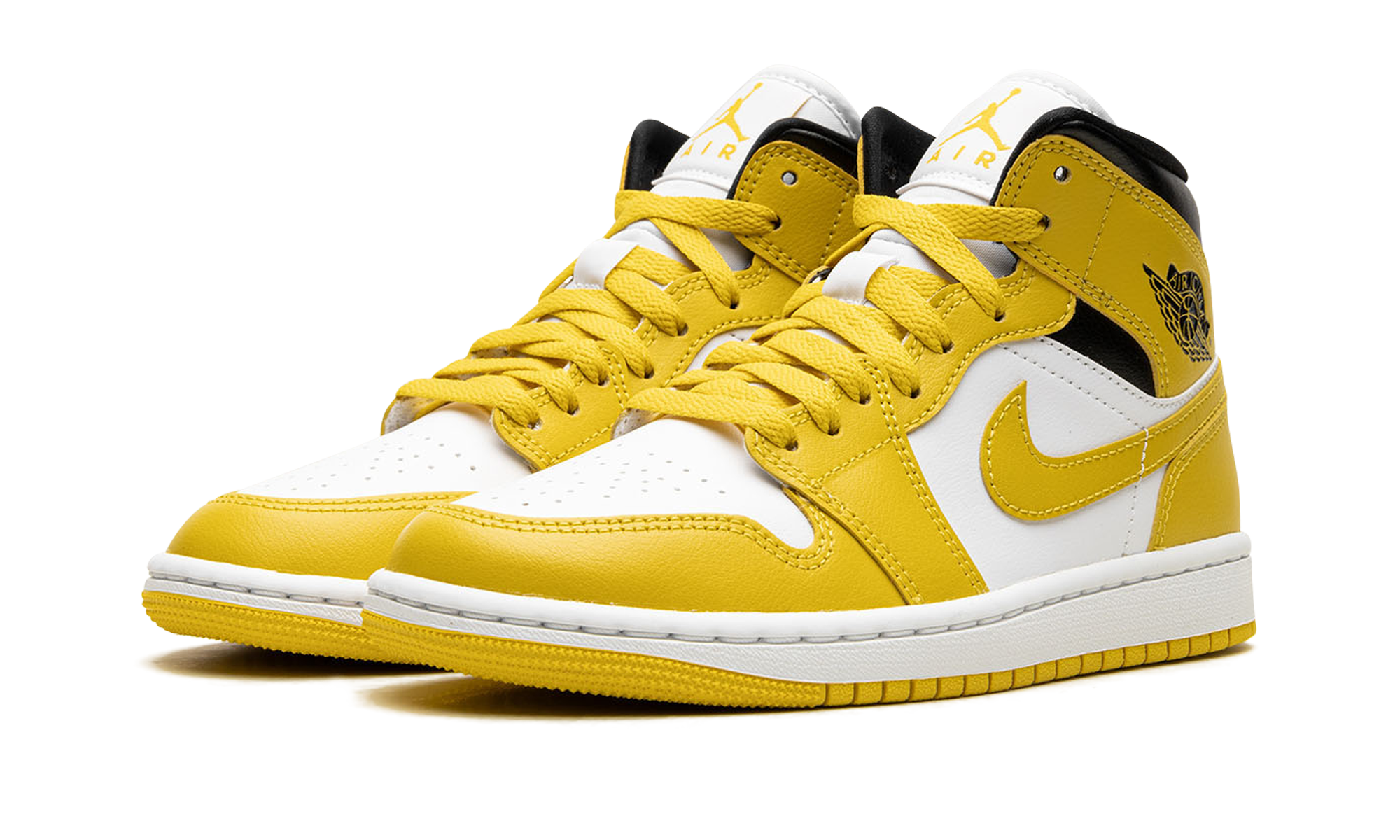 jordan 1 mid vivid sulfur women s+BQ6472-170+diagnol left view