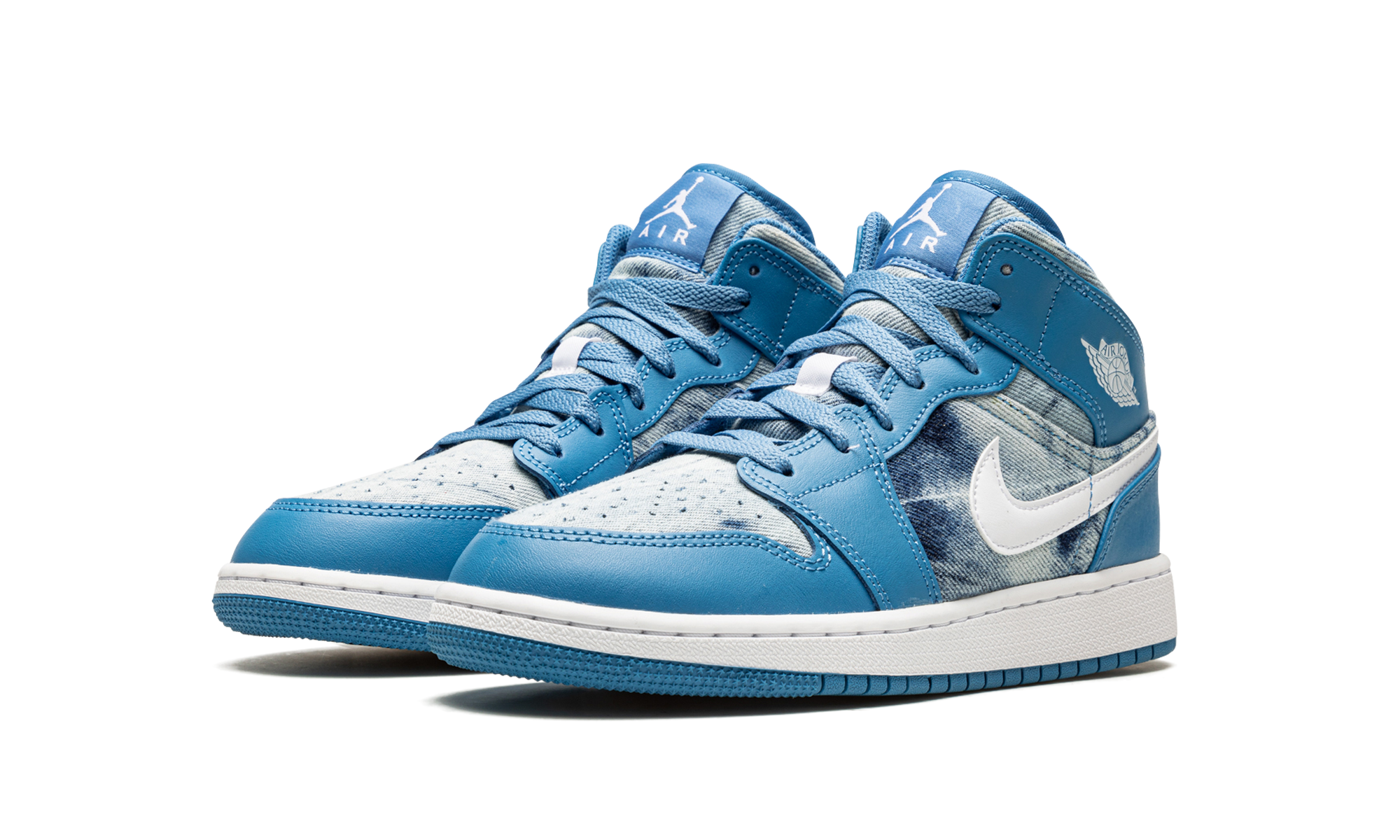 jordan 1 mid washed denim gs+DM8951-400+diagnol left view