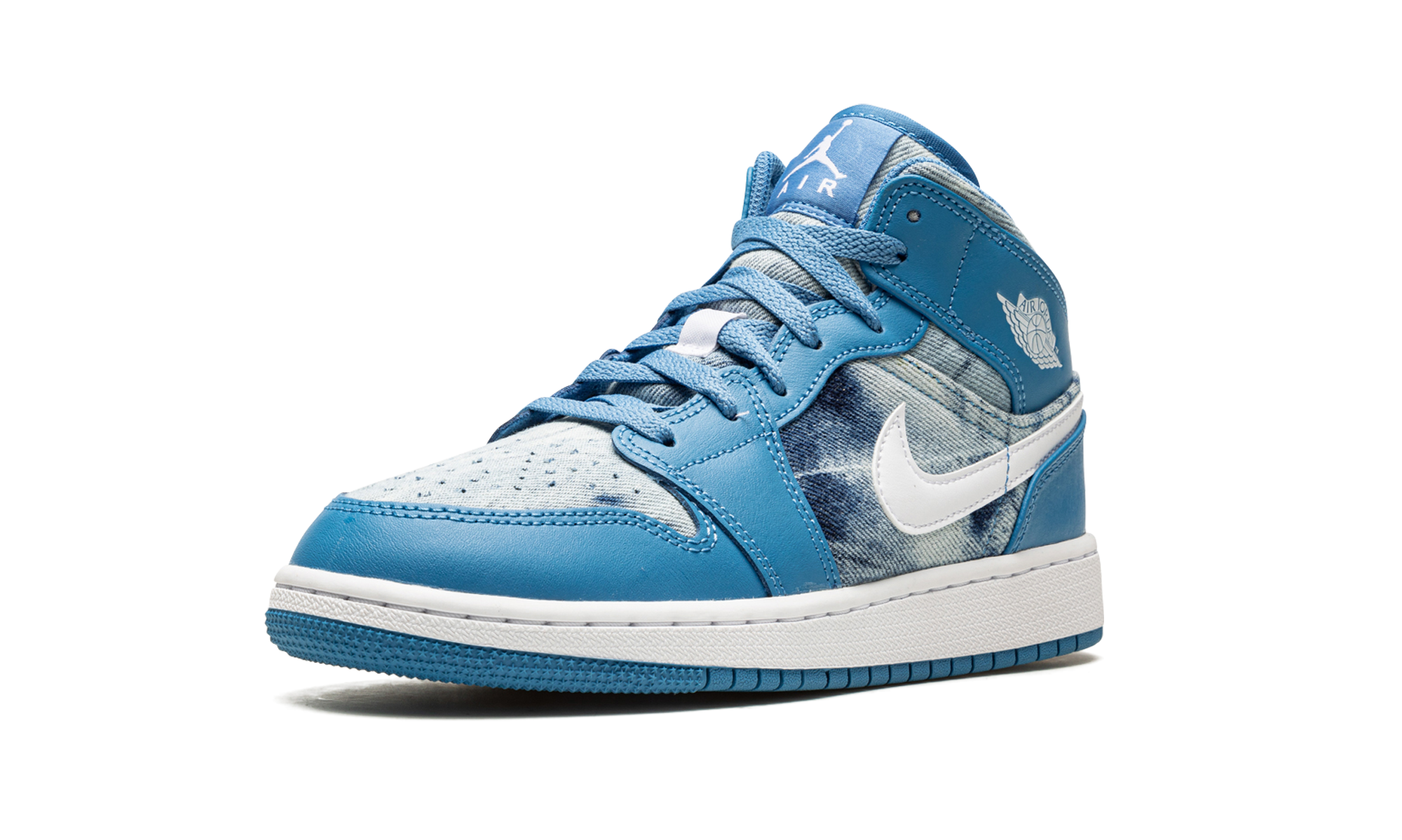 jordan 1 mid washed denim gs+DM8951-400+left diagnol single view