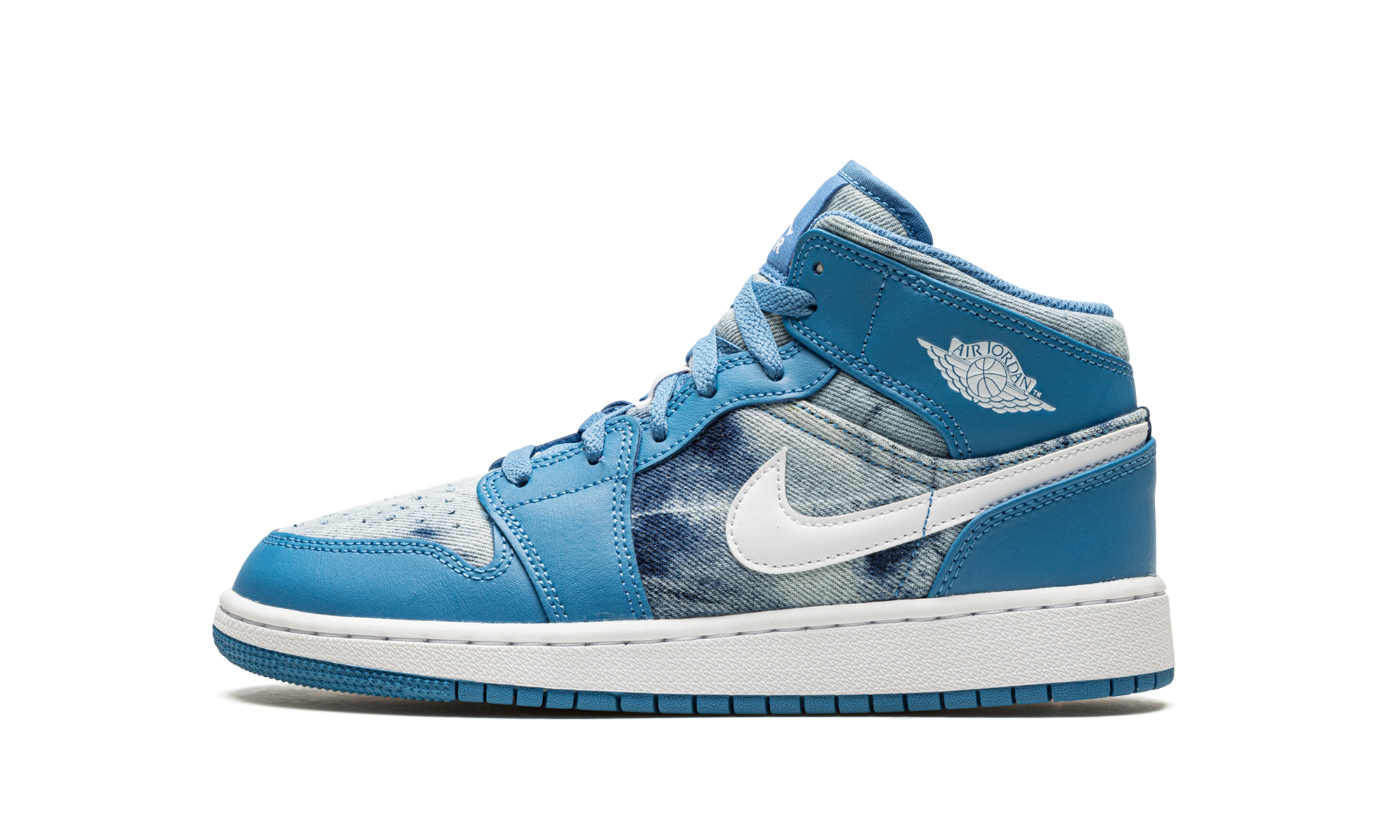 jordan 1 mid washed denim gs+DM8951-400+diagnol right view 1