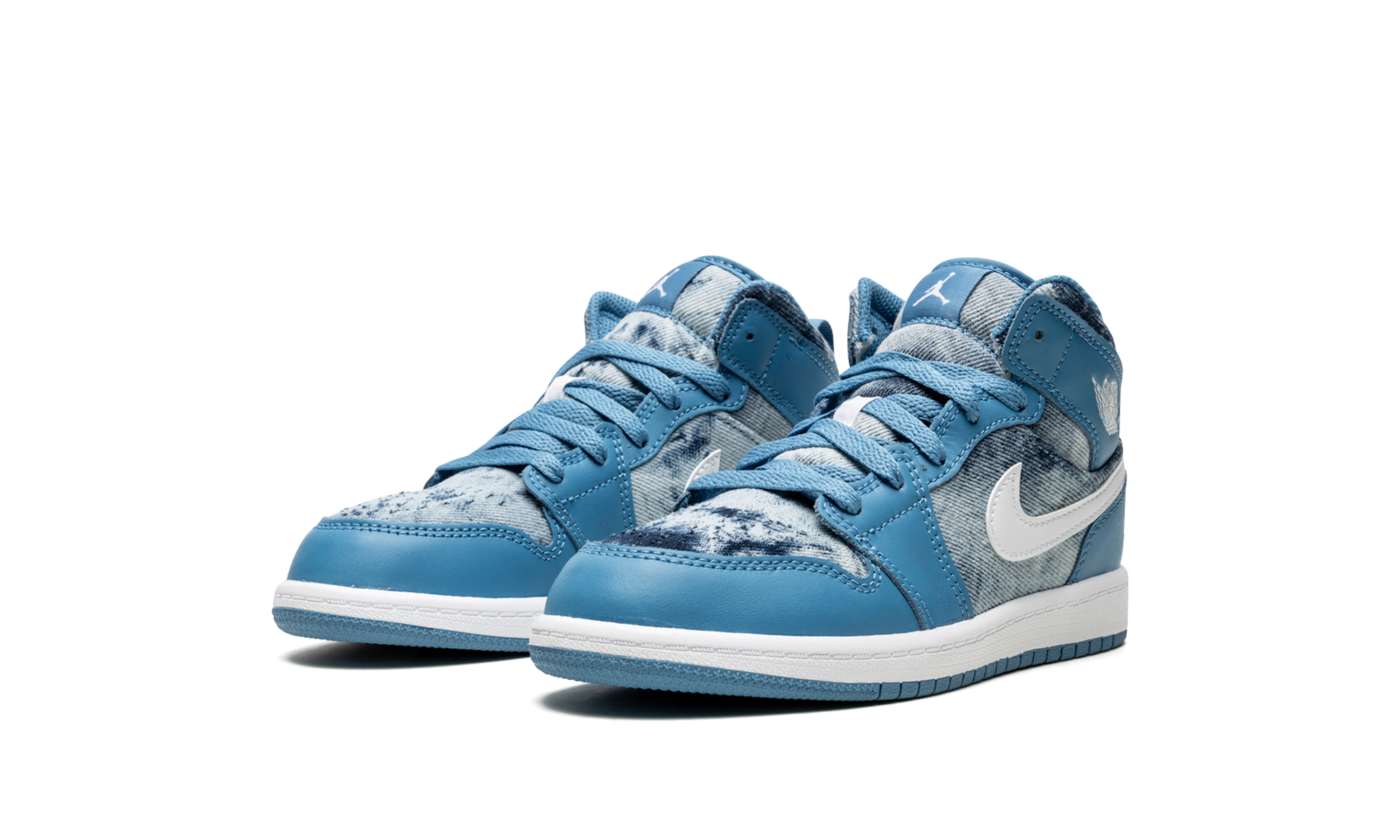 jordan 1 mid washed denim ps+DM8952-400+diagnol left view