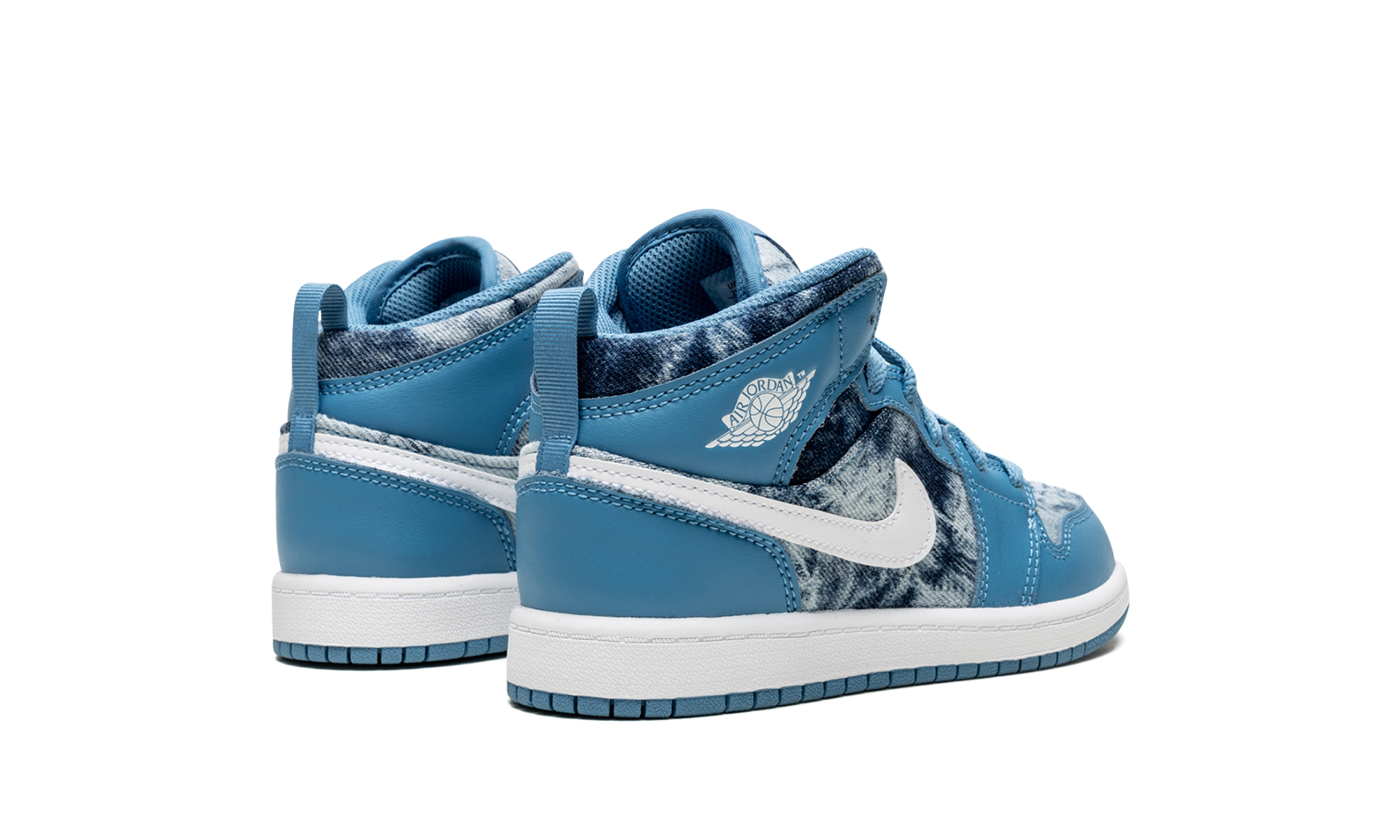 jordan 1 mid washed denim ps+DM8952-400+diagnol right behind view