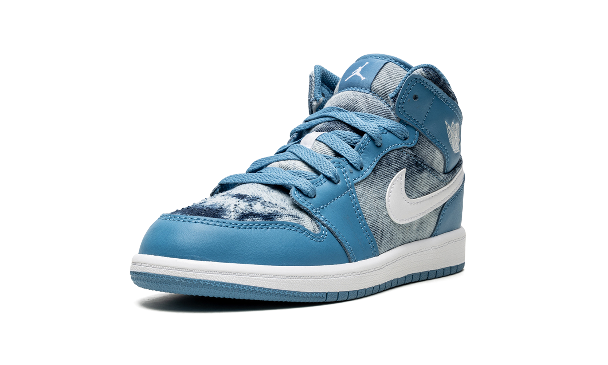 jordan 1 mid washed denim ps+DM8952-400+left diagnol single view