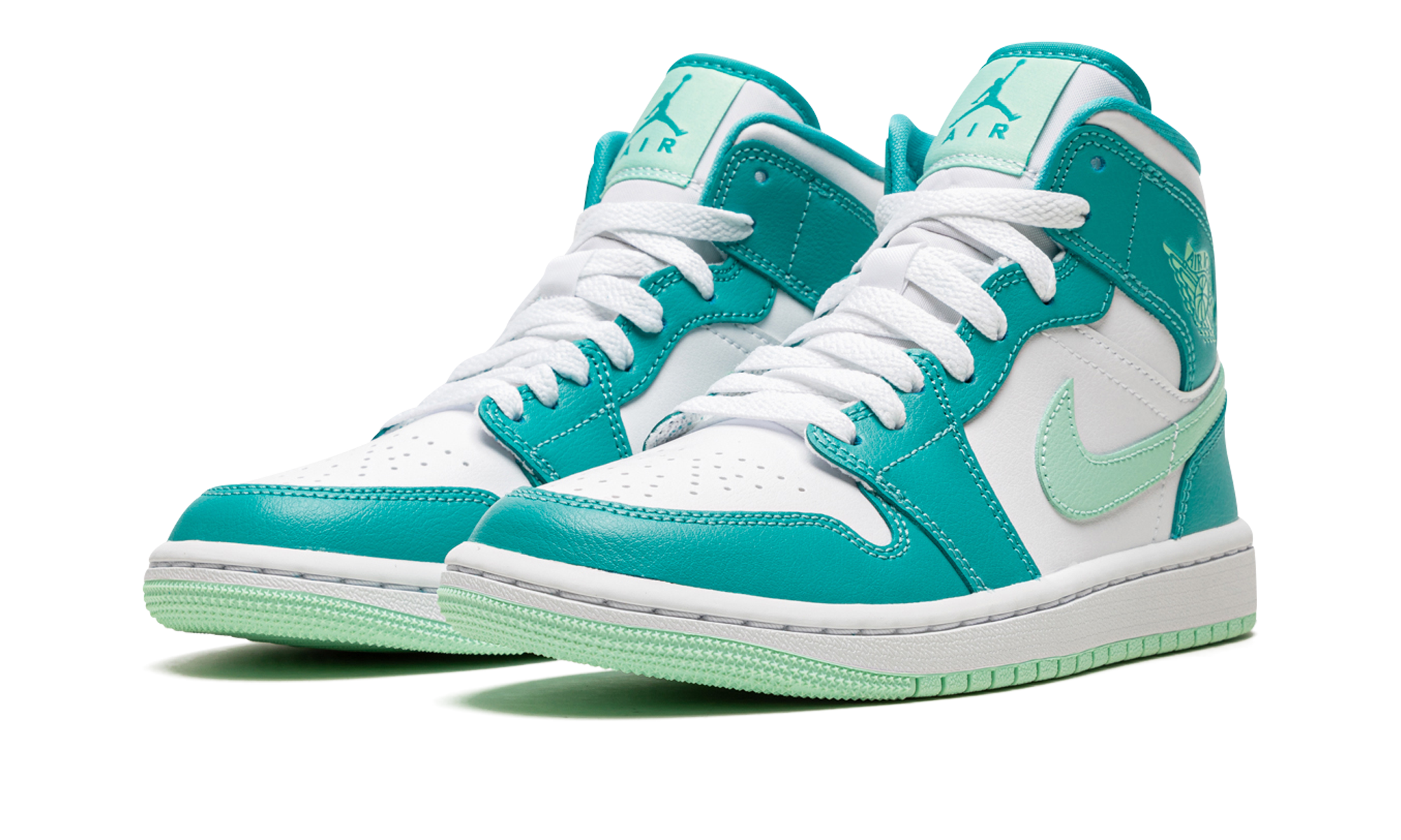 jordan 1 mid washed teal women s+DV2229-300+diagnol left view