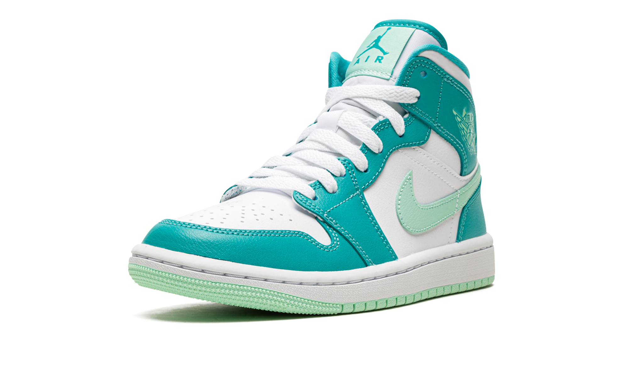 jordan 1 mid washed teal women s+DV2229-300+left diagnol single view