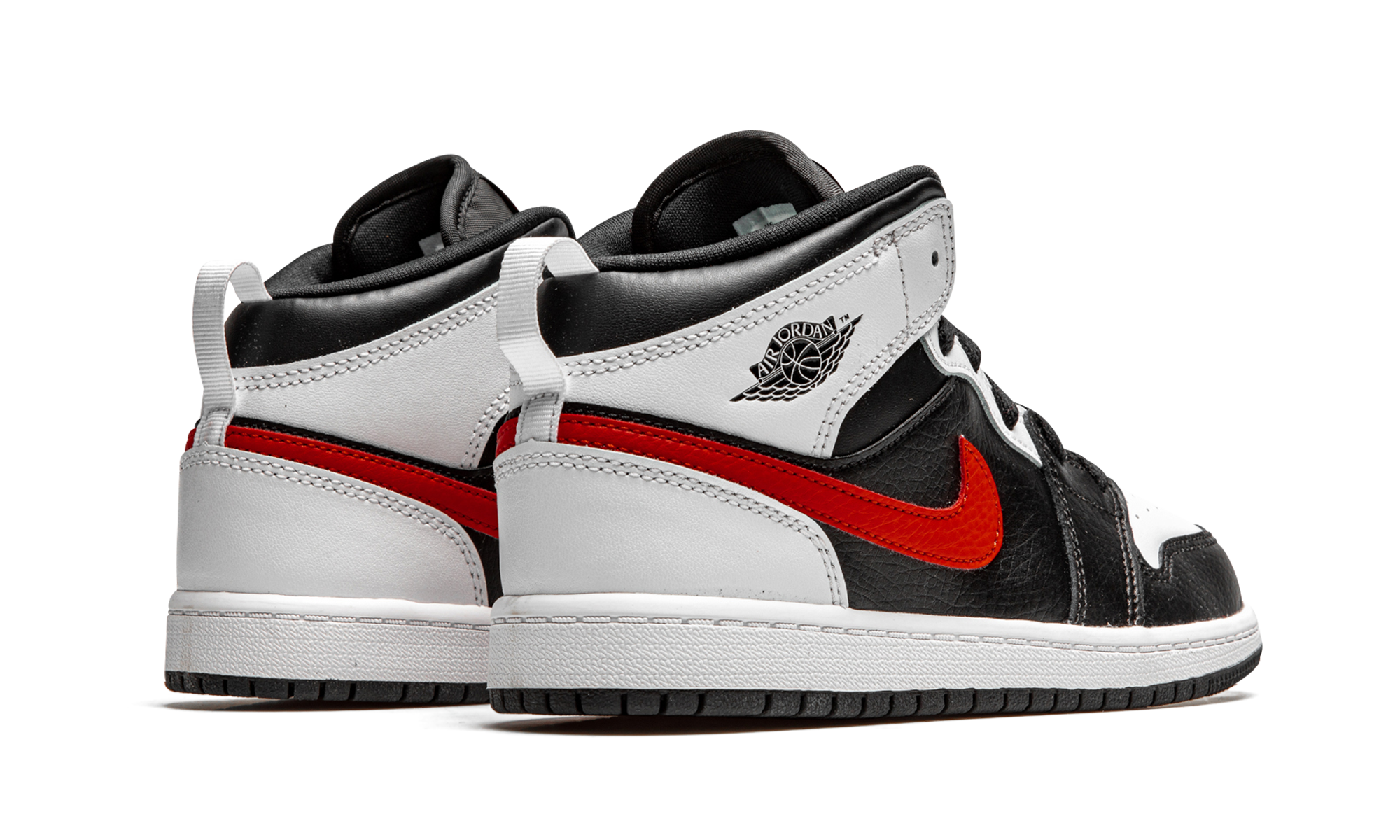 jordan 1 mid white black chile red ps+640734-075+diagnol right behind view