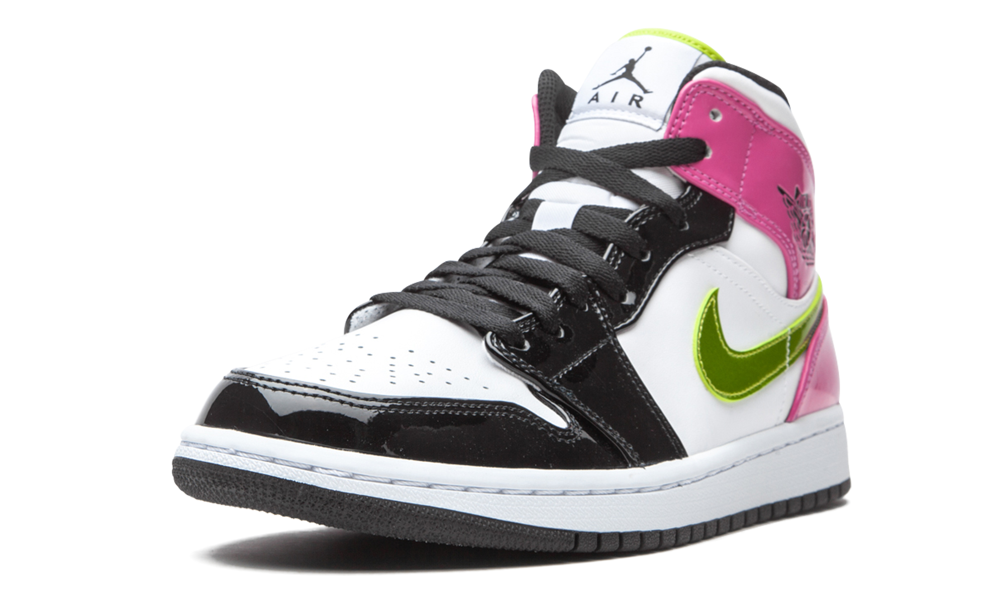 jordan 1 mid white black cyber pink+CZ9834-100+left diagnol single view