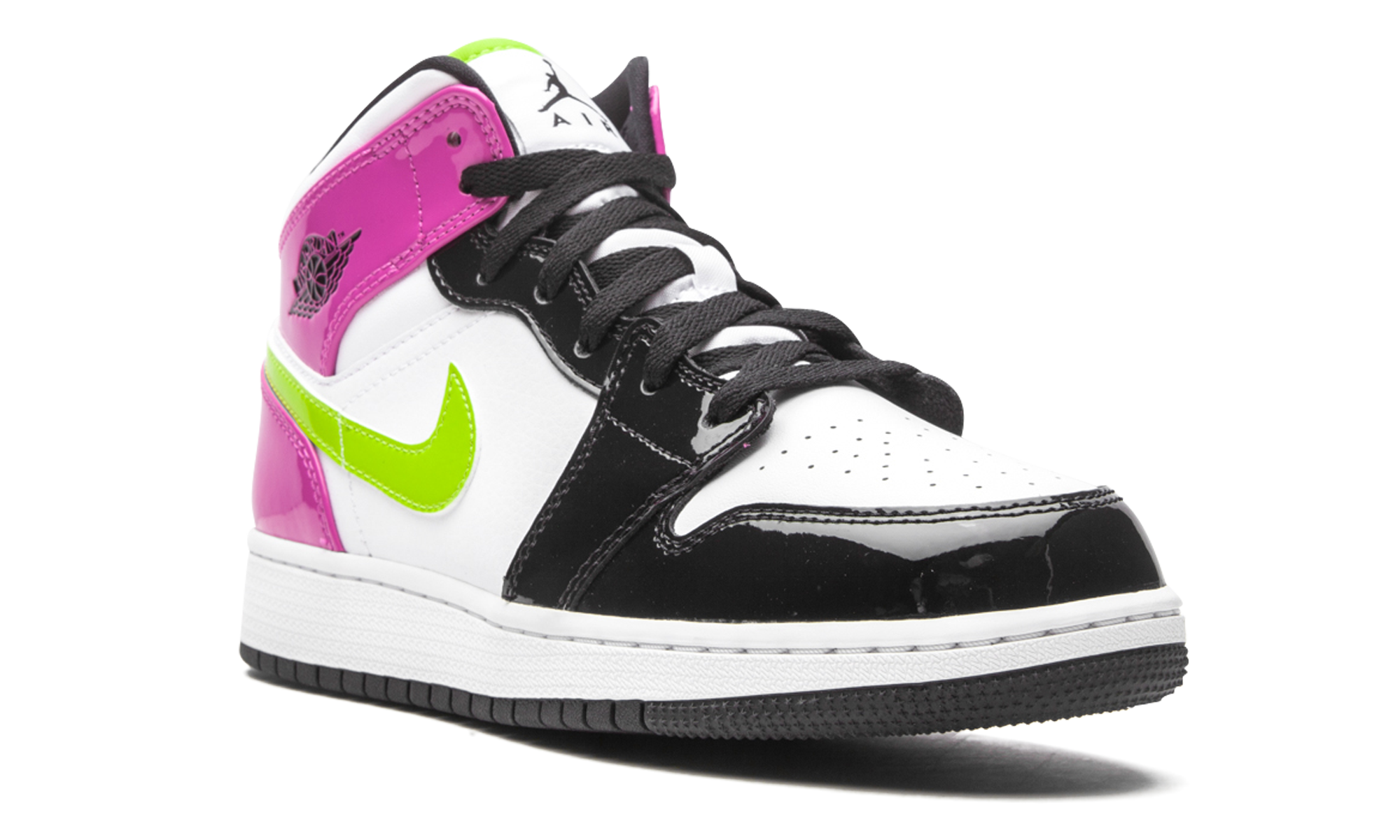 jordan 1 mid white black cyber pink gs+CZ9835-100+diagnol right view