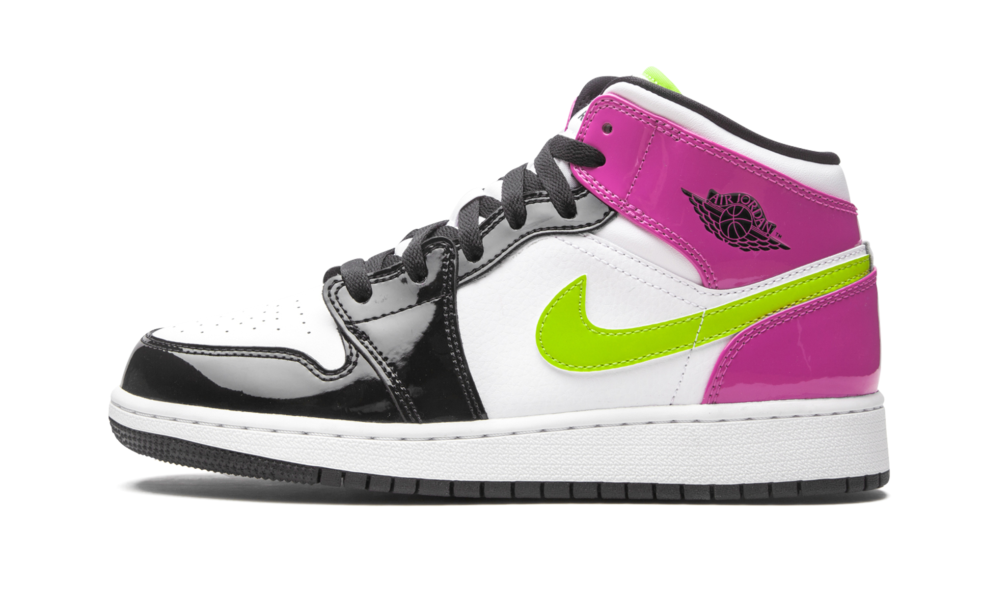 jordan 1 mid white black cyber pink gs+CZ9835-100+diagnol right view 1