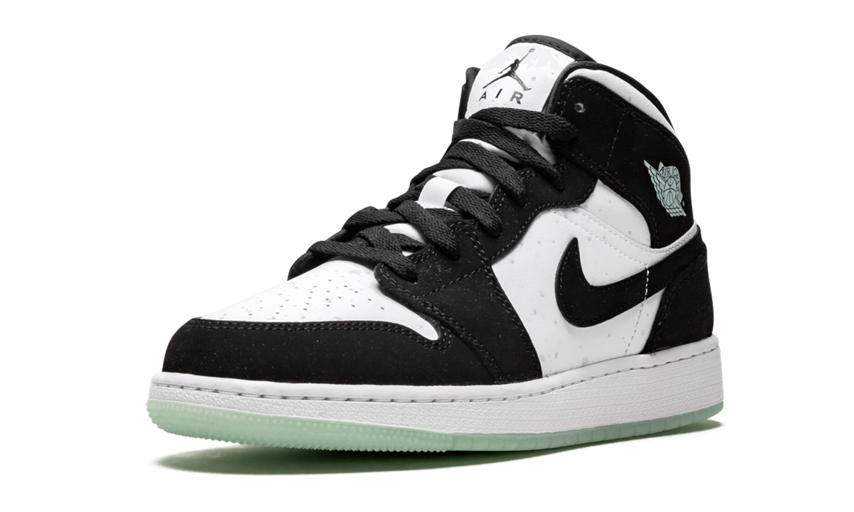 jordan 1 mid white black teal tint gs+BQ6931-103+left diagnol single view
