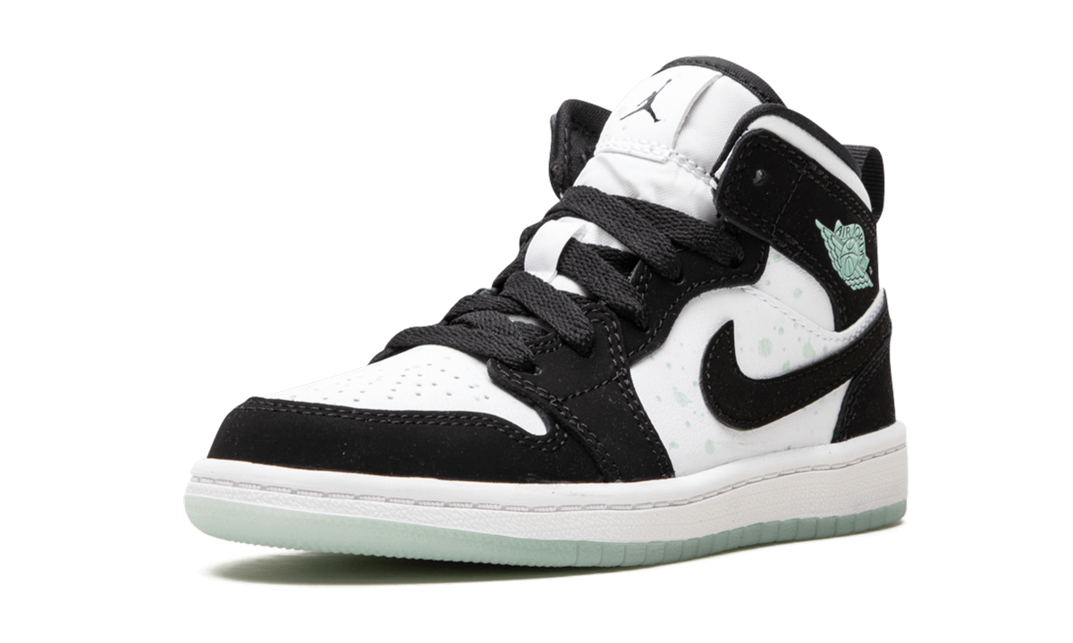 jordan 1 mid white black teal tint ps+BQ6932-103+left diagnol single view