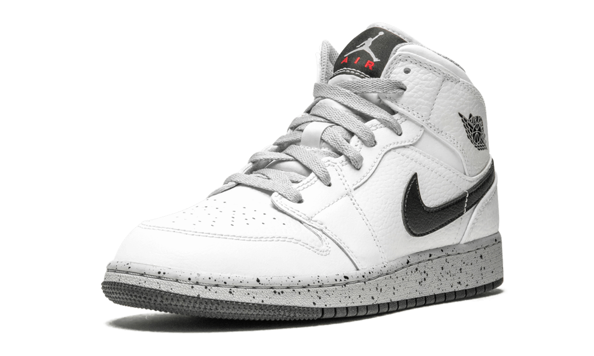 jordan 1 mid white cement gs+554725-115+left diagnol single view