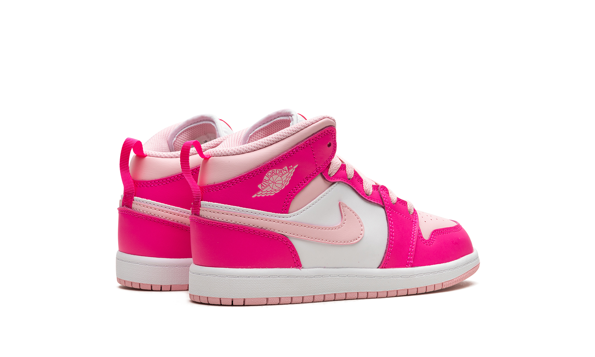 jordan 1 mid white fierce pink ps+FD8781-116+diagnol right behind view