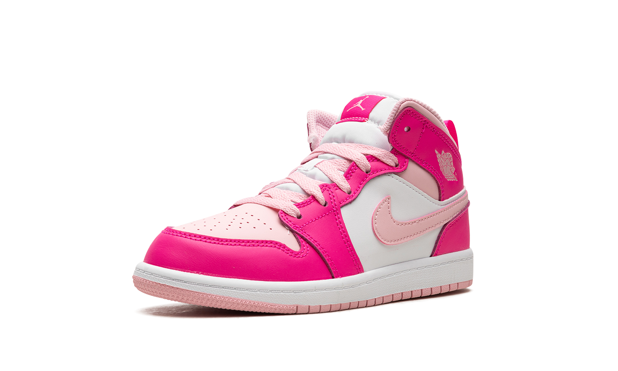 jordan 1 mid white fierce pink ps+FD8781-116+left diagnol single view