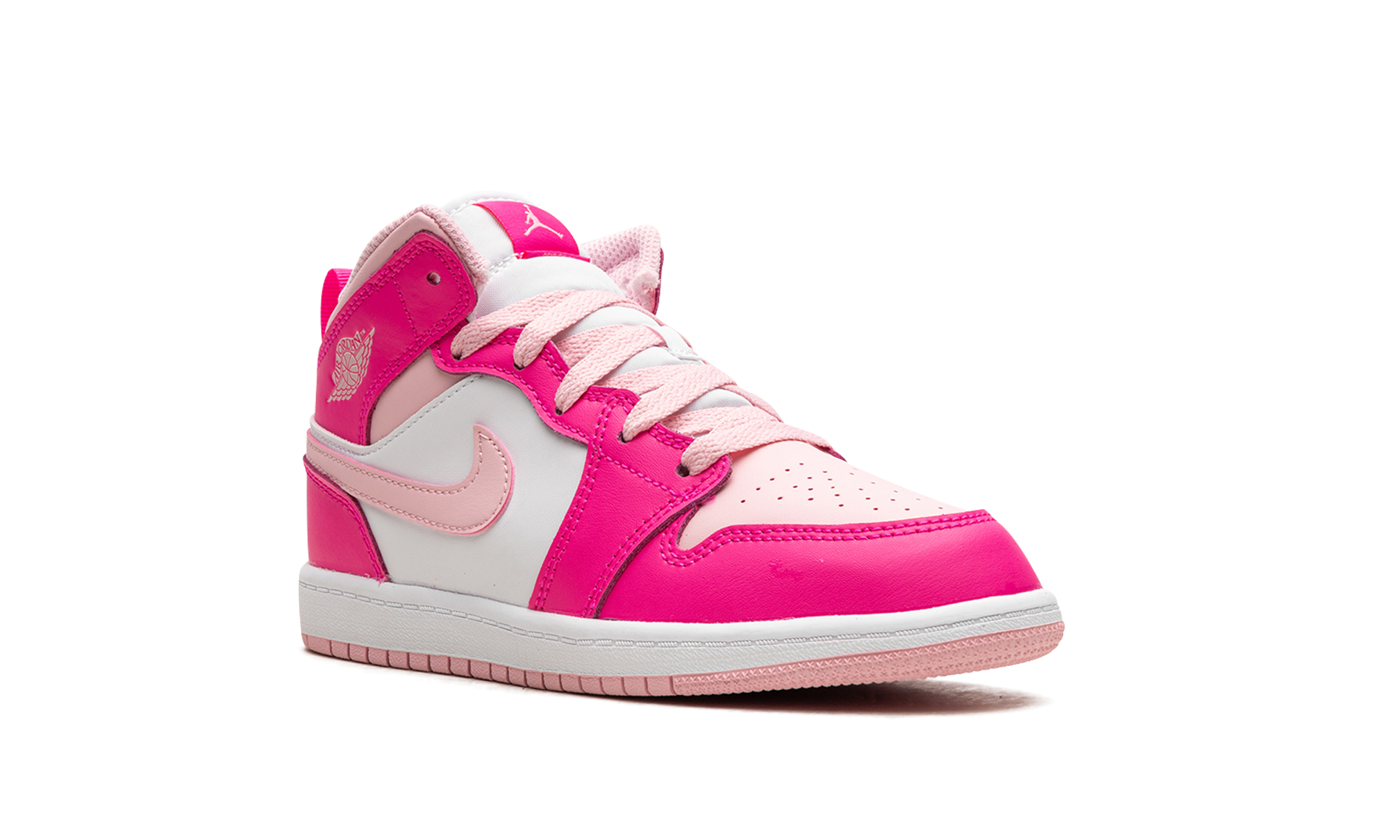 jordan 1 mid white fierce pink ps+FD8781-116+diagnol right view